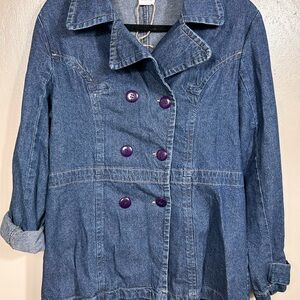 Z. Cavaricci Blue Jean Jacket with Purple Buttons
